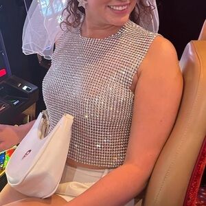 12th Tribe She’s a Gem Silver Rhinestone Top